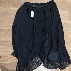 Aerie Black Asymmetrical Lace Skirt